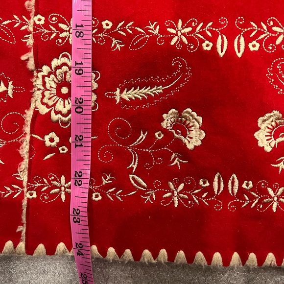 [Toddler 5Y]GAP Kids Hooded Coat Red Faux Suede Nordic Embroidered Shearling - Picture 8 of 11